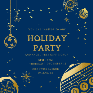 This is an image of the Dallas CASA Holiday Party invitation